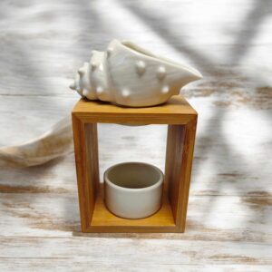 Brûle-parfum en bambou et coquillage en céramique