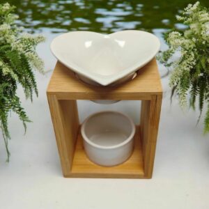 Brûle-parfum Arum en bambou et cœur en céramique